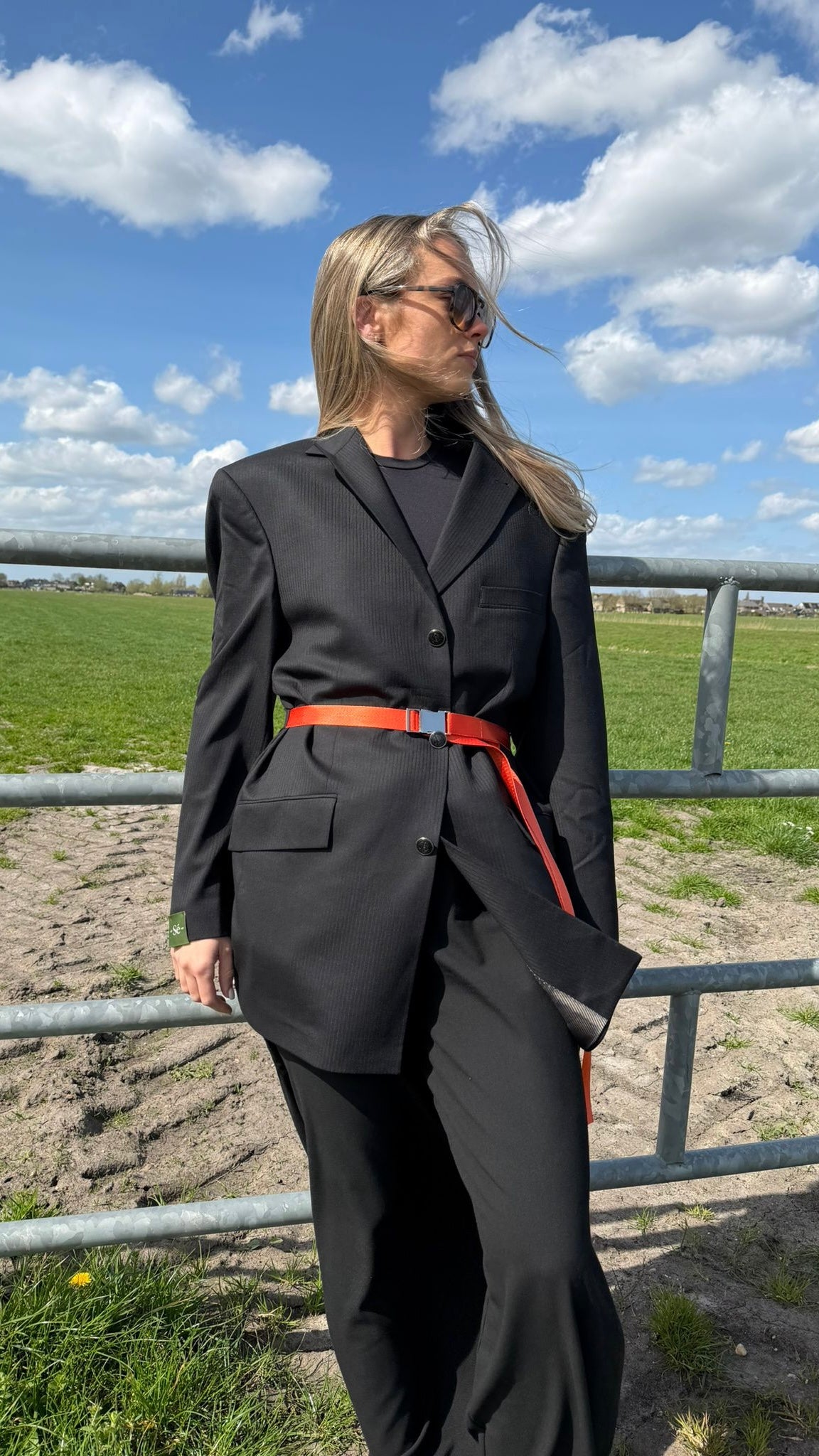 Vintage Blazer Belt Orange Black stripe