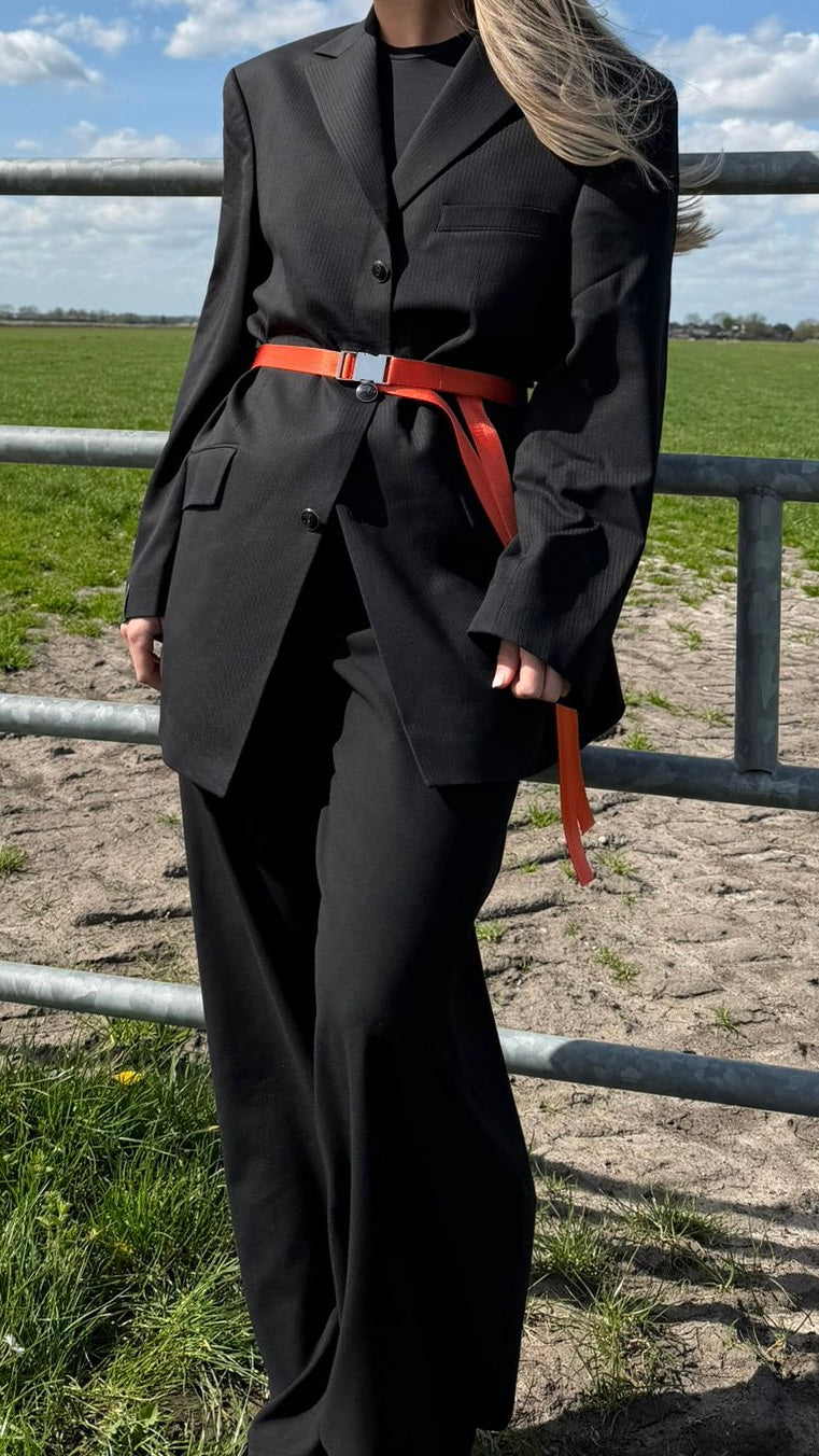 Vintage Blazer Belt Orange Black stripe