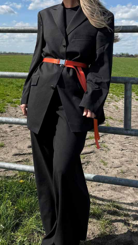 Vintage Blazer Belt Orange Black stripe