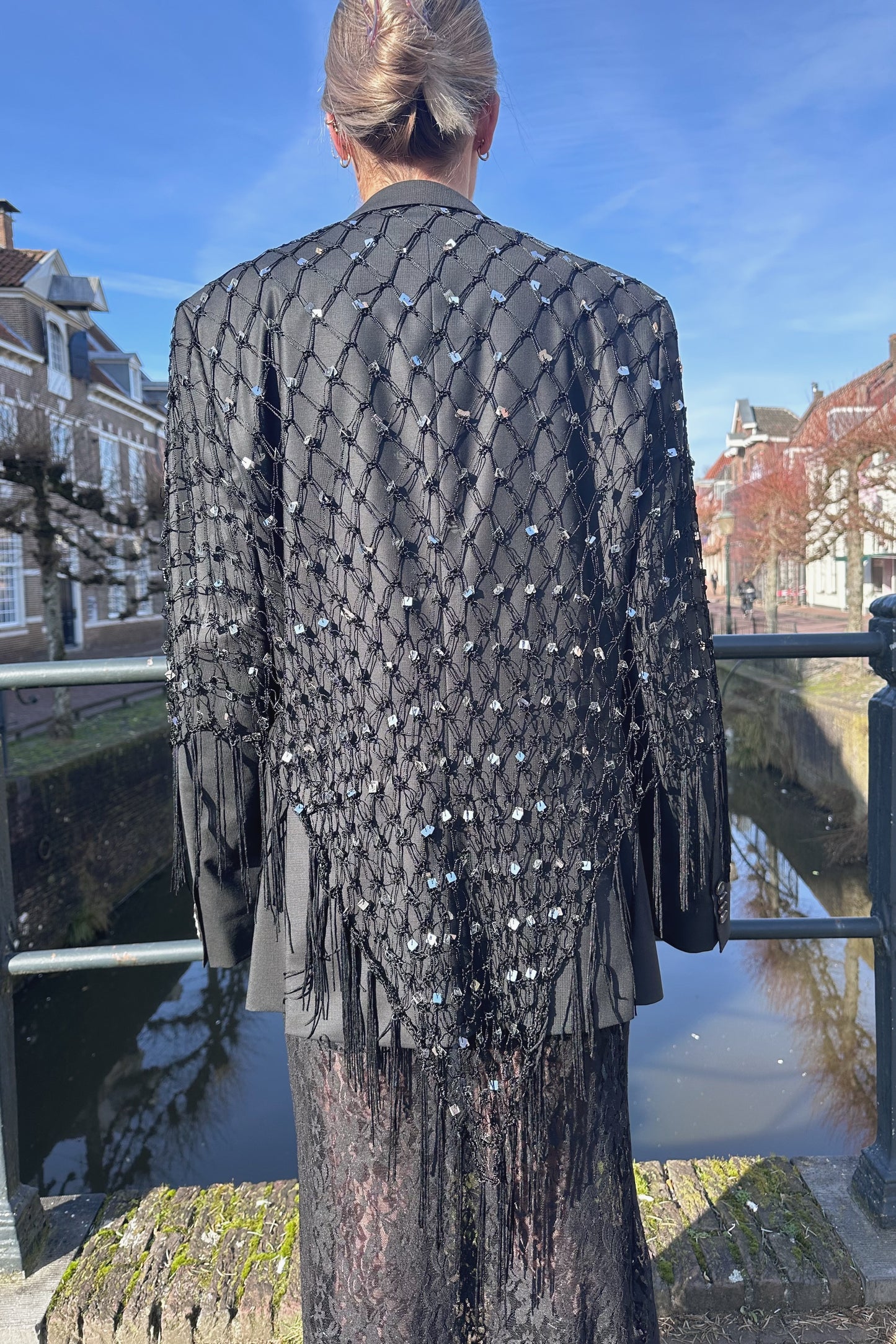 Vintage Blazer Fringe Detail Black