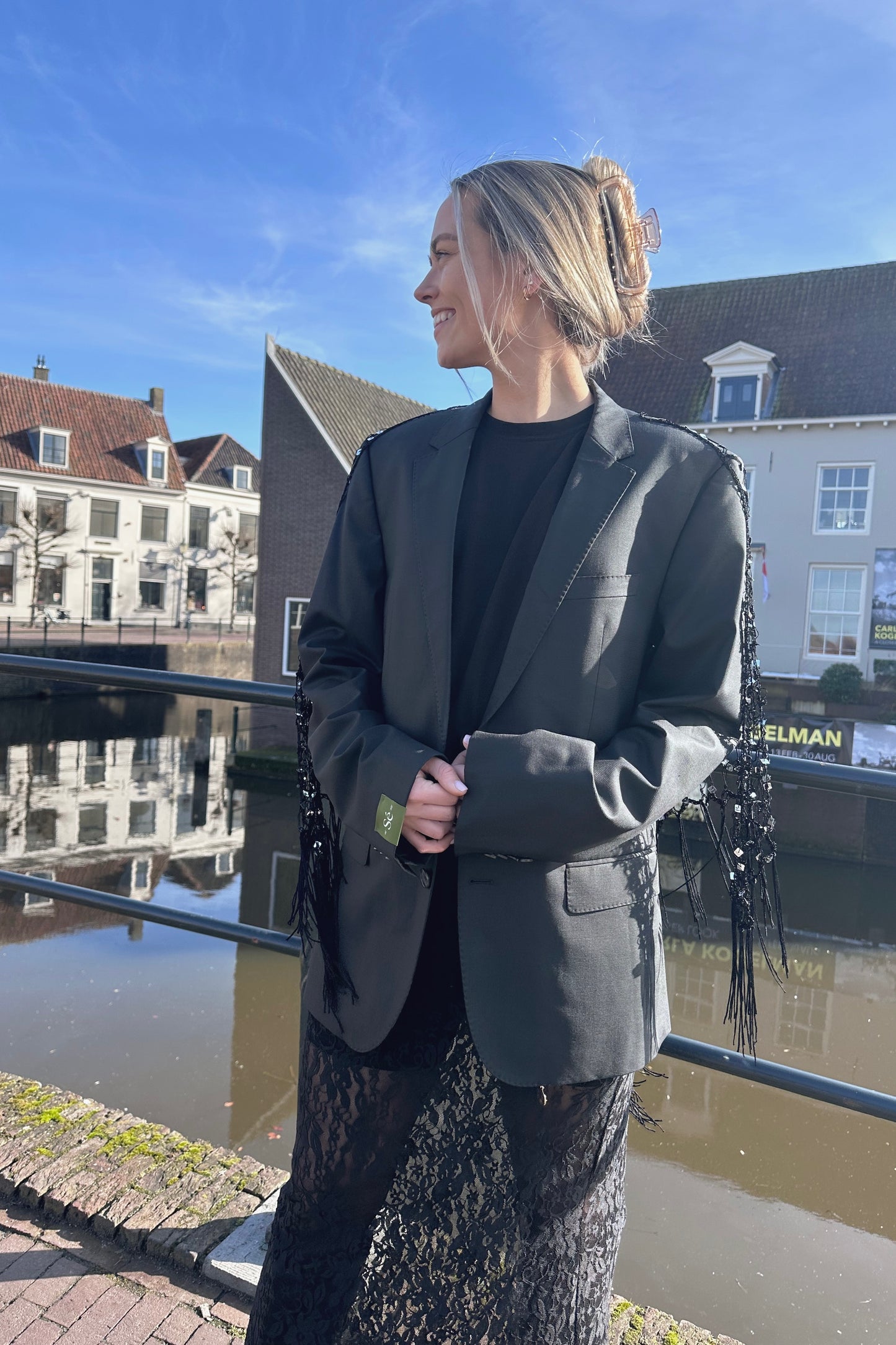 Vintage Blazer Fringe Detail Black