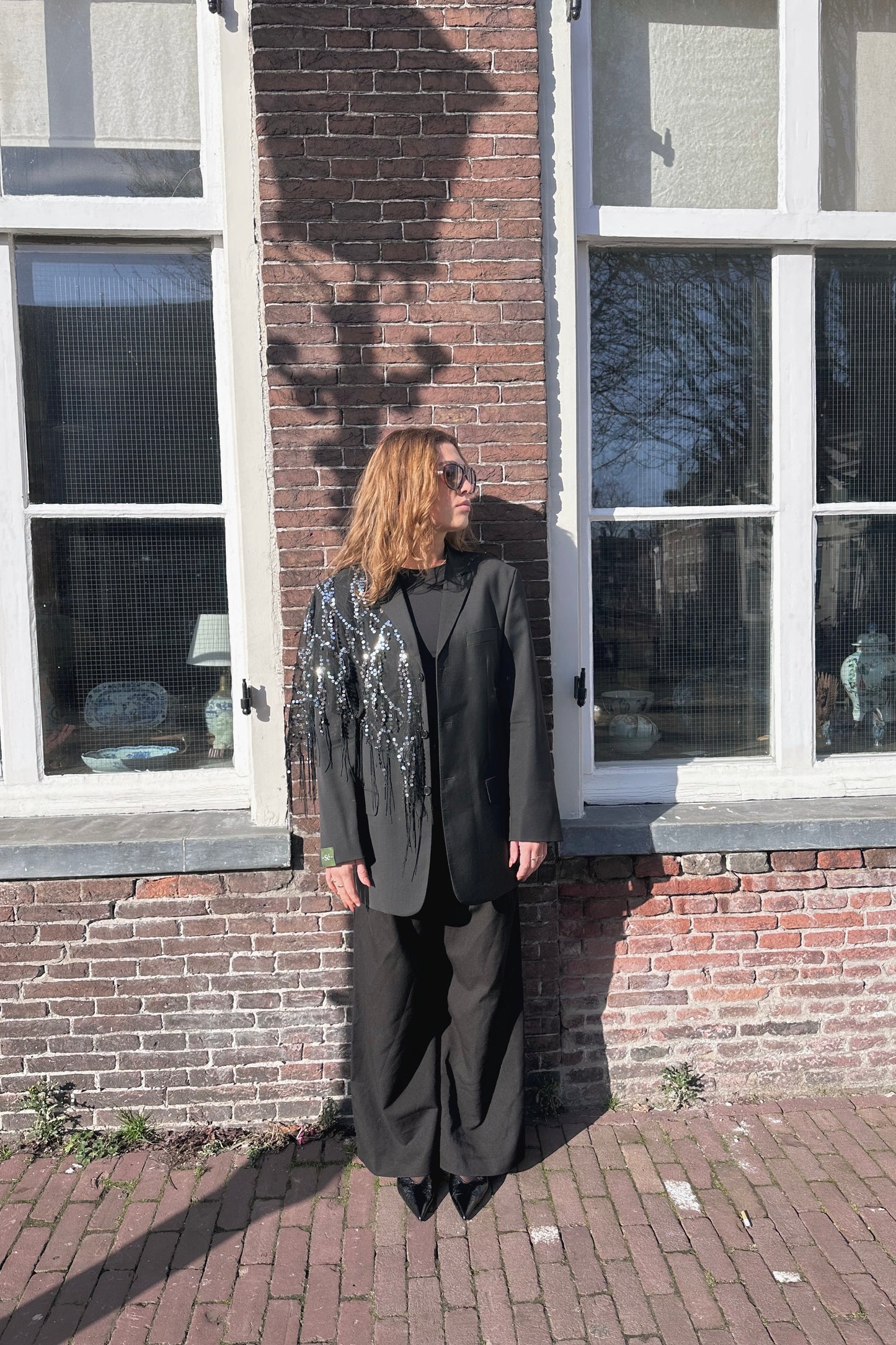 Vintage Blazer Sequin Detail Black