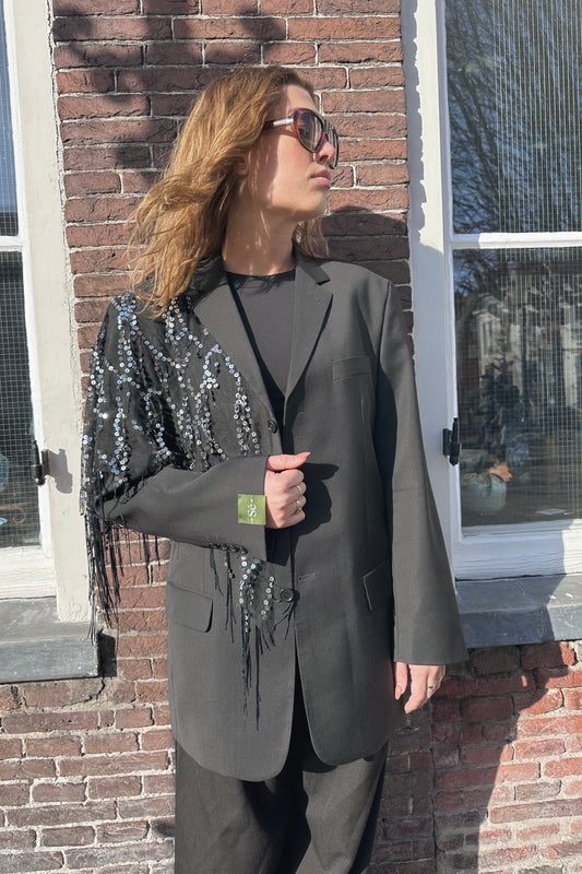 Vintage Blazer Sequin Detail Black