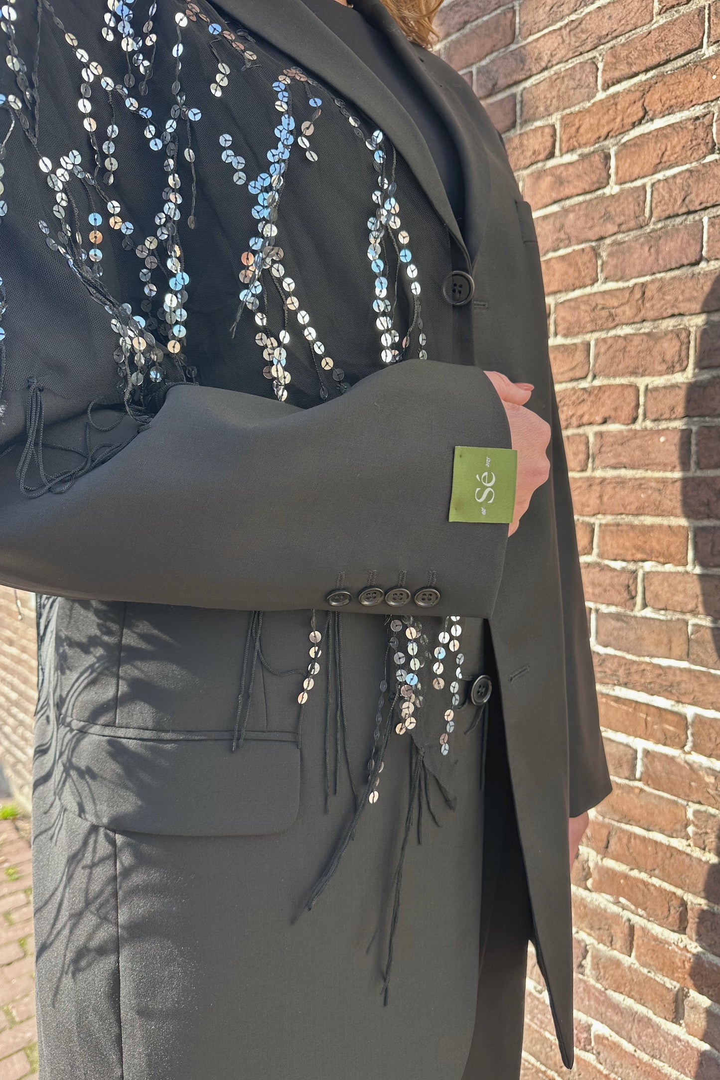 Vintage Blazer Sequin Detail Black