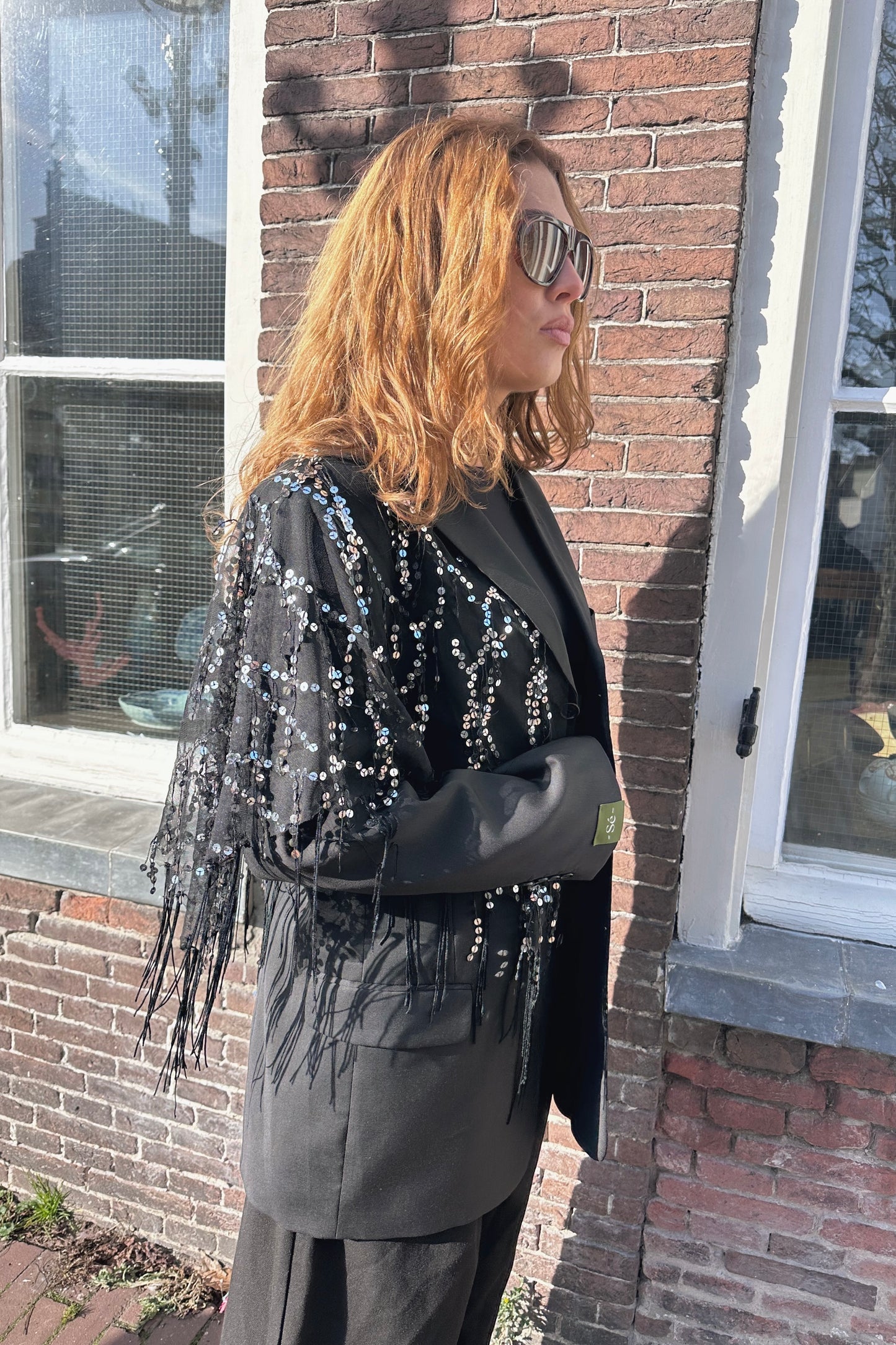 Vintage Blazer Sequin Detail Black